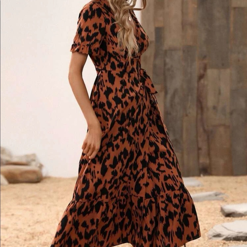 Boho print wrap knot side maxi dress - Picture 9 of 16
